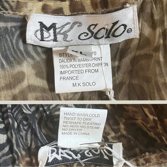 NWT 90s Y2K Vintage MK Solo Animal Print Sheer Ruffle Blouse Lace. Size XL - Picture 12 of 12